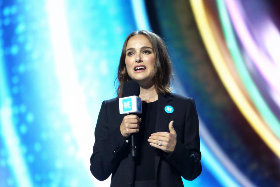 Natalie Portman speaks onstage at WE Day California on April 25, 2019, at the Forum in L.A. (Photo: Jesse Grant/Getty Images for WE Day)