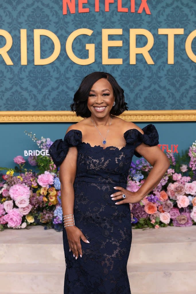 Shonda Rhimes at the 'Bridgerton' season 3 premiere on Monday, May 13