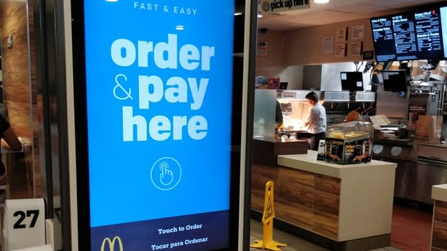 McDonald's kiosk inside a California McDonald's.