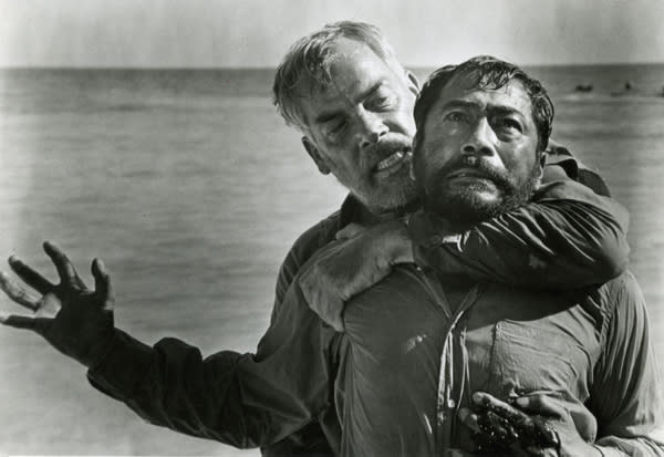 "Hell in the Pacific" — Paring down Frank Sinatra's 1965 film "None But the Brave" to just two people, "Hell in the Pacific" is the tale of two soldiers — one American (played by Lee Marvin), one Japanese (played by Toshiro Mifune) — who become stranded on a tiny Pacific island at the height of the Second World War. In order to survive, the two old soldiers must get past the fact that they are sworn enemies and work together. To simulate the real-life barriers that would have existed between the two men, none of the film's Japanese dialogue was dubbed or subtitled.