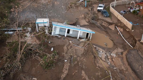 PHOTO: A house lays in the mud after it was washed away by Hurricane Fiona at Villa Esperanza in Salinas, Puerto Rico, on Sept. 21, 2022. (Alejandro Granadillo/AP)