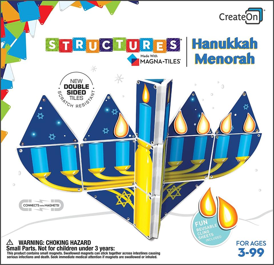 CreateOn Hanukkah Menorah Magna-Tiles Structures Set