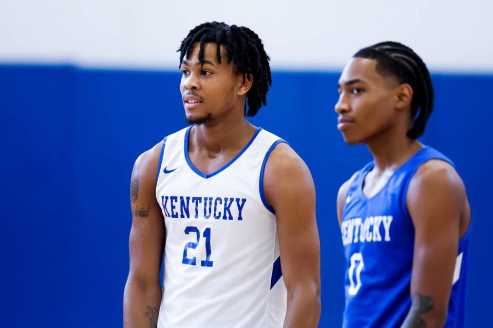 D.J. Wagner, left, and Robert Dillingham will be counted on to carry a heavy load in the Kentucky backcourt this season.