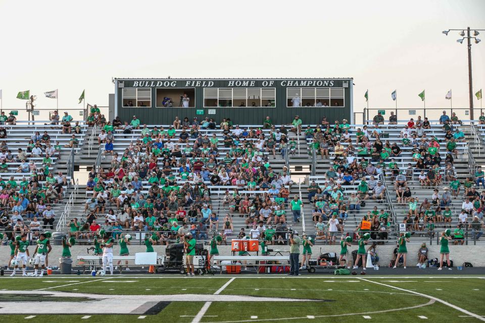 The Burnet football stands during a game in 2020. The Bulldogs fell in the Class 4A playoffs Friday to end the season 8-4.