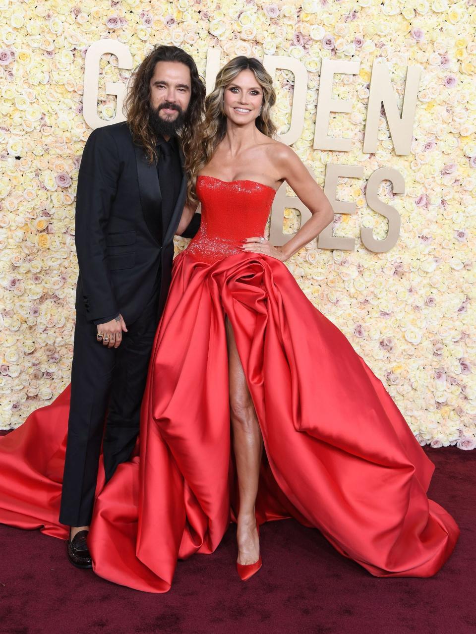 Tom Kaulitz and Heidi Klum attend the 2024 Golden Globes.