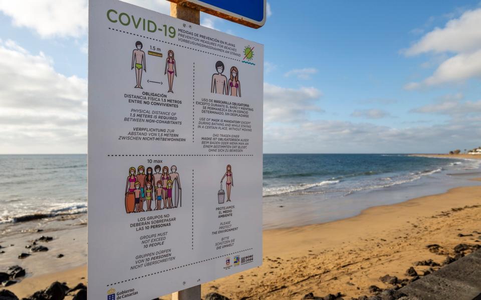 lanzarote covid sign - Getty