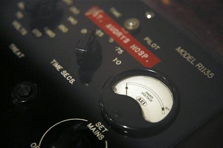 An electroconvulsive therapy machine from the St Audry's Hospital asylum in Suffolk, which closed in 1993, is seen at an exhibition at the Wellcome Collection in London, in this March 27, 2012 file photo. REUTERS/Chris Helgren/Files