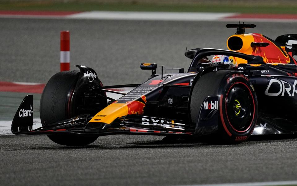 Red Bull driver Max Verstappen of the Netherlands in action during the Formula One Bahrain Grand Prix at Sakhir circuit, Sunday, March 5, 2023