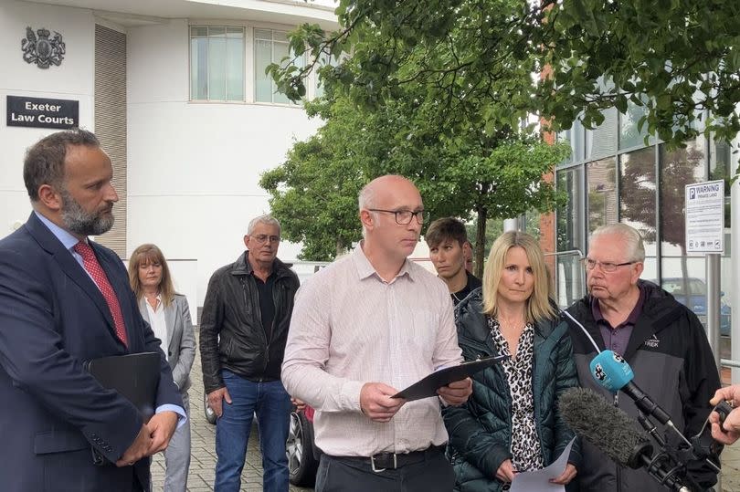 Lorna England's family outside Exeter Crown Court on July 9, 2024 after Cameron Davis was found guilty of her murder -Credit:Mary Stenson/DevonLive