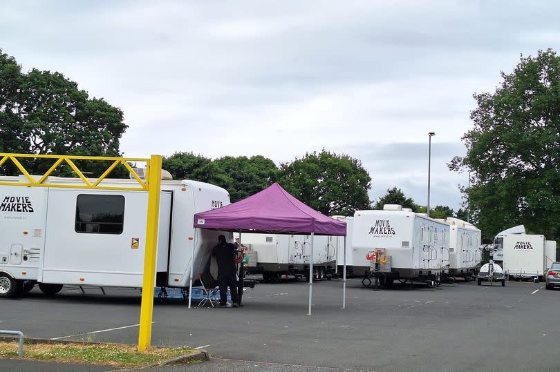 A production village has sprung up in the old Sparkhill Harriers car park next to Fox Hollies Leisure Centre on Shirley Road.