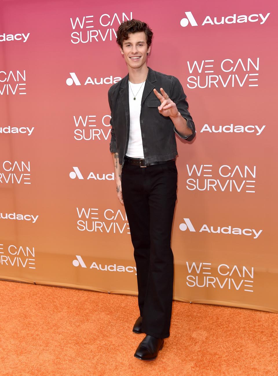 Shawn Mendes arrives at the 2021 “We Can Survive” concert at the Hollywood Bowl in Los Angeles, California. - Credit: MEGA