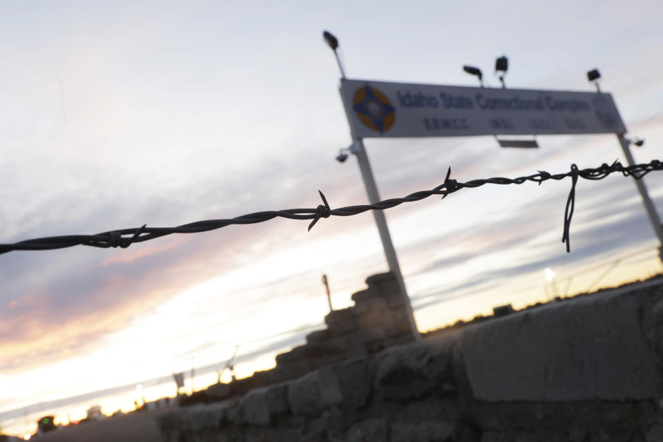 Sun rises on the entrance to the Idaho Maximum Security Institution near Kuna, Idaho on Wednesday, Feb. 28, 2024. Thomas Eugene Creech is set to be executed at prison south of Boise for the state's first execution in 12 years. (AP Photo/Kyle Green)