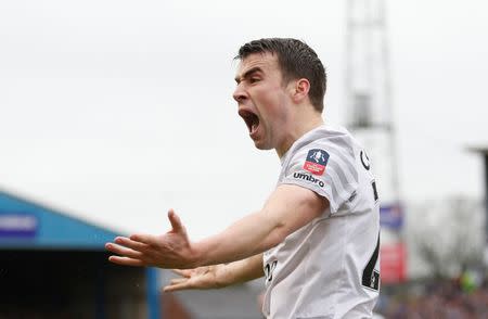 Football Soccer - Carlisle United v Everton - FA Cup Fourth Round - Brunton Park - 31/1/16 Everton's Seamus Coleman appeals to the assistant referee Action Images via Reuters / Carl Recine Livepic