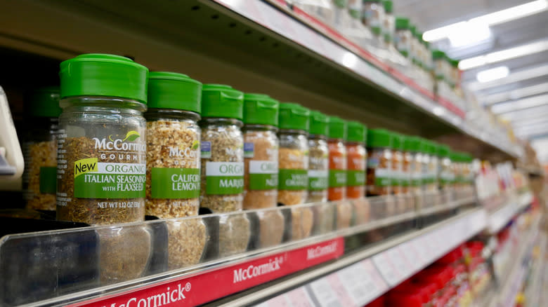 Row of McCormick spices in a store