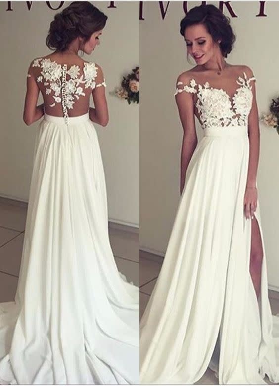 With more than 130k pins and counting, brides-to-be are impressed with this Jovanni statement dress.