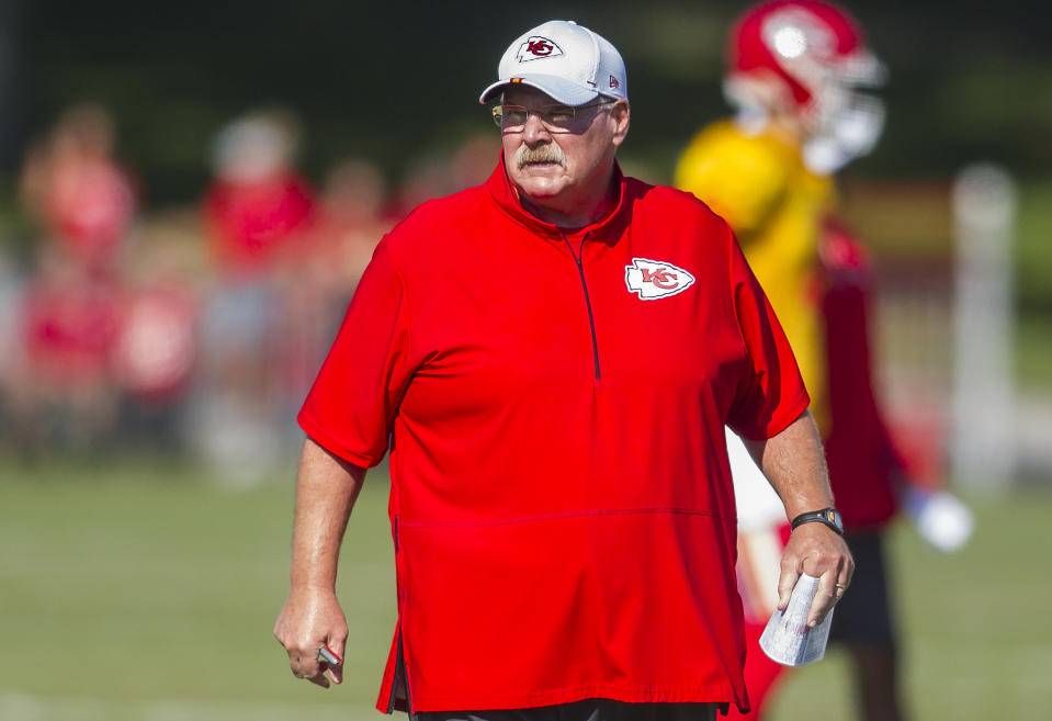 Chiefs coach Andy Reid shared details of the team's training camp COVID-19 protocols on Monday. (Photo by Nick Tre. Smith/Icon Sportswire via Getty Images)