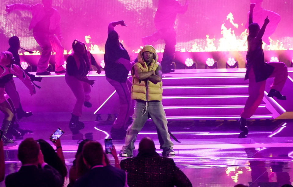 Lil Uzi Vert performs a medley at the BET Awards on Sunday, June 25, 2023, at the Microsoft Theater in Los Angeles. (AP Photo/Mark Terrill)