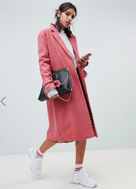 <a href="https://fave.co/2AKpMkU" rel="noopener" target="_blank" data-ylk="slk:Save 50 per cent on this pink coat;elm:context_link;itc:0;sec:content-canvas" class="link ">Save 50 per cent on this pink coat</a>, on sale for $103. Image via ASOS