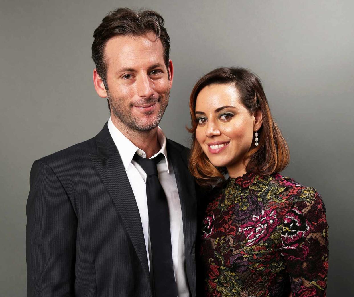 Jeff Baena (L) and actress Aubrey Plaza pose for a portrait during Sundance NEXT FEST at The Theatre at Ace Hotel on August 8, 2014 in Los Angeles, California