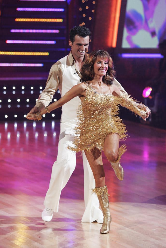 Susan Lucci and Tony Dovolani perform a dance on the seventh season of Dancing with the Stars.