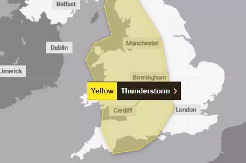 The warning for Sunday -Credit:Met Office