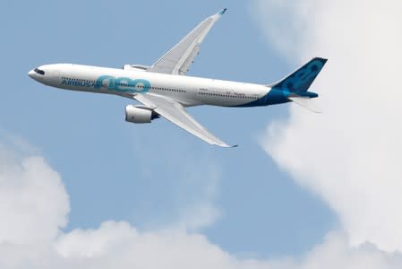 An Airbus A330 NEO performs at the 53rd International Paris Air Show at Le Bourget Airport near Paris