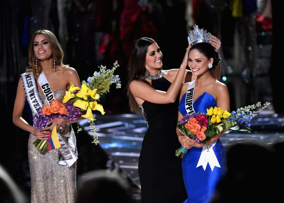 <p>Pia Wurtzbach was the third Flipina to win Miss Universe. The ceremony was overwhelmed with controversy due to host Steve Harvey's accidental crowning of <a href="https://www.redbookmag.com/life/news/a41848/miss-colubmia-addresses-miss-universe-mistake/" rel="nofollow noopener" target="_blank" data-ylk="slk:Colombian runner-up;elm:context_link;itc:0;sec:content-canvas" class="link ">Colombian runner-up</a>, Ariadna Gutiérrez. </p>