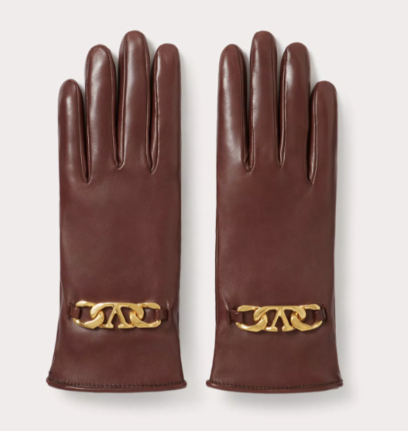 VALENTINO GARAVANI VLOGO CHAIN GLOVES IN NAPPA AND CASHMERE