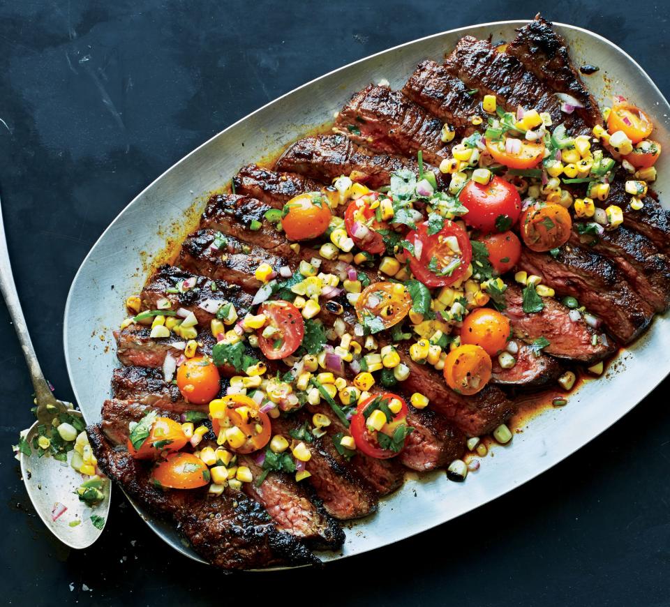 Dry-Rubbed Flank Steak with Grilled Corn Salsa