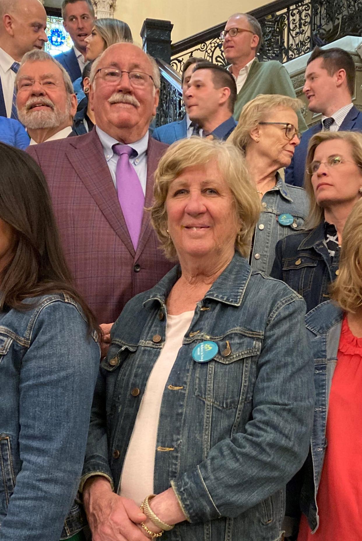 Worcester-area Reps. Mary Keefe, D-Worcester and James O'Day, D-West Boylston, wear denim to mark Denim Day in solidarity with survivors of sexual assault and violence during Sexual Assault Awareness Month, celebrated in April.