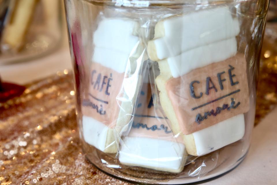 Cookies in a jar are pictured inside the Café Amoré coffee shop Wednesday, May 17, 2023, at The Bricks in Cherry Valley.