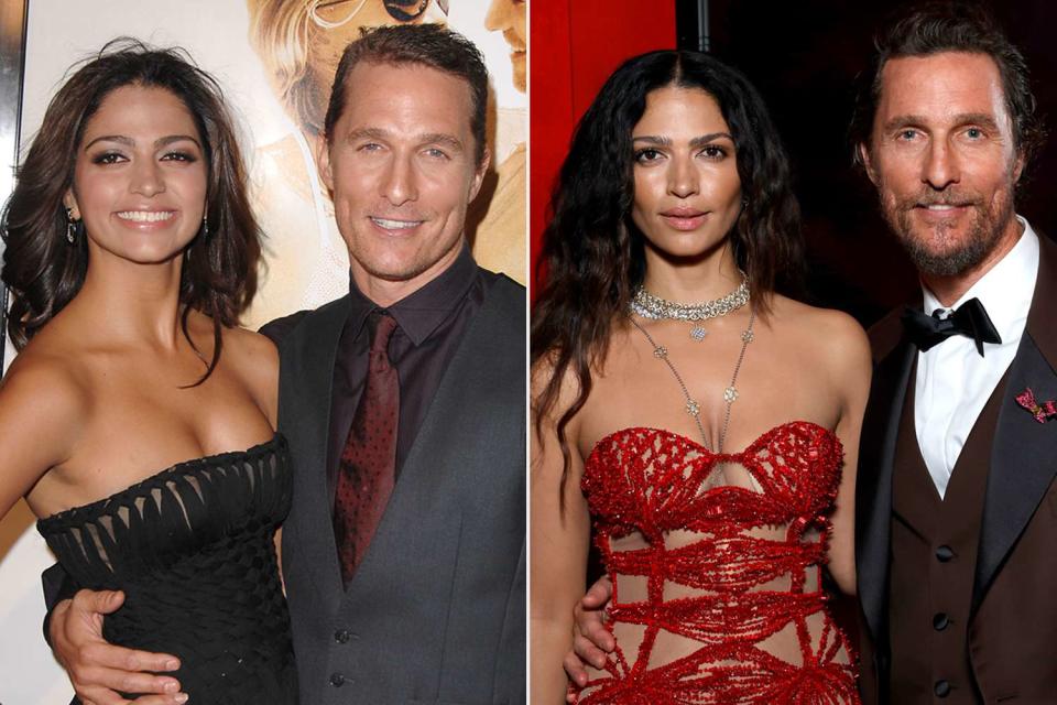 <p>Steve Granitz/WireImage, Stefanie Keenan/VF24/WireImage</p> Matthew McConaughey and Camila Alves in 2008 and 2024