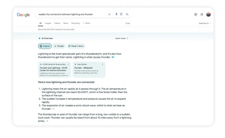 AI overview feature as shown by Google.