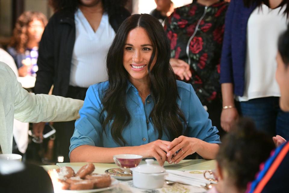 <p>Meghan told <em><a href="https://www.delish.com/food/g21603082/meghan-markle-diet/" rel="nofollow noopener" target="_blank" data-ylk="slk:Delish;elm:context_link;itc:0;sec:content-canvas" class="link ">Delish</a></em> in 2018, "When I'm traveling, I won't miss an opportunity to try great pasta. I come back from vacation every year with a food baby, and I've named her Comida. I get to the set and I'm like, 'Hey, Comida's here, and she's kicking.'"</p>