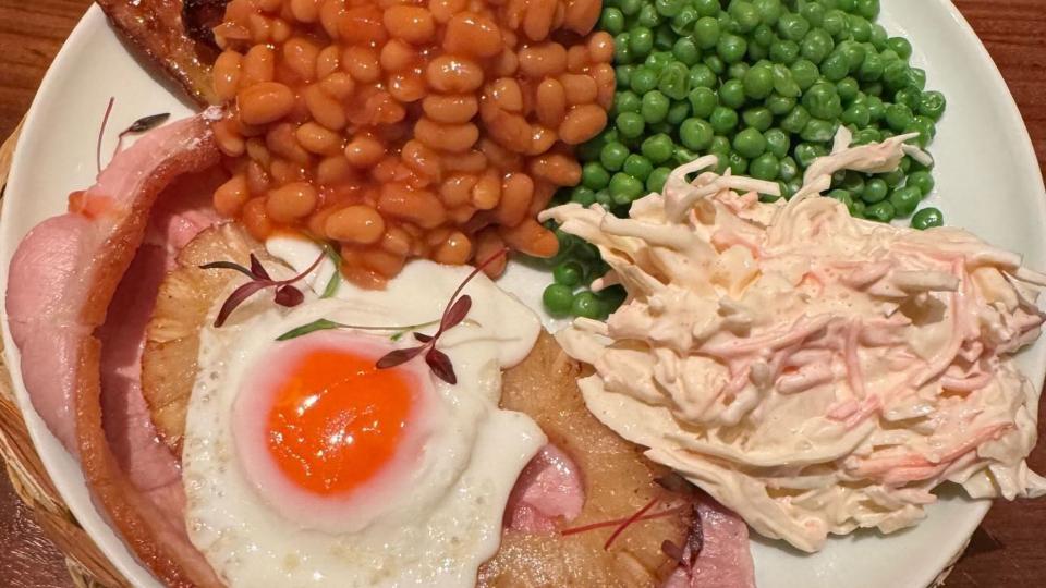 David Beckham about to eat his favourite dinner