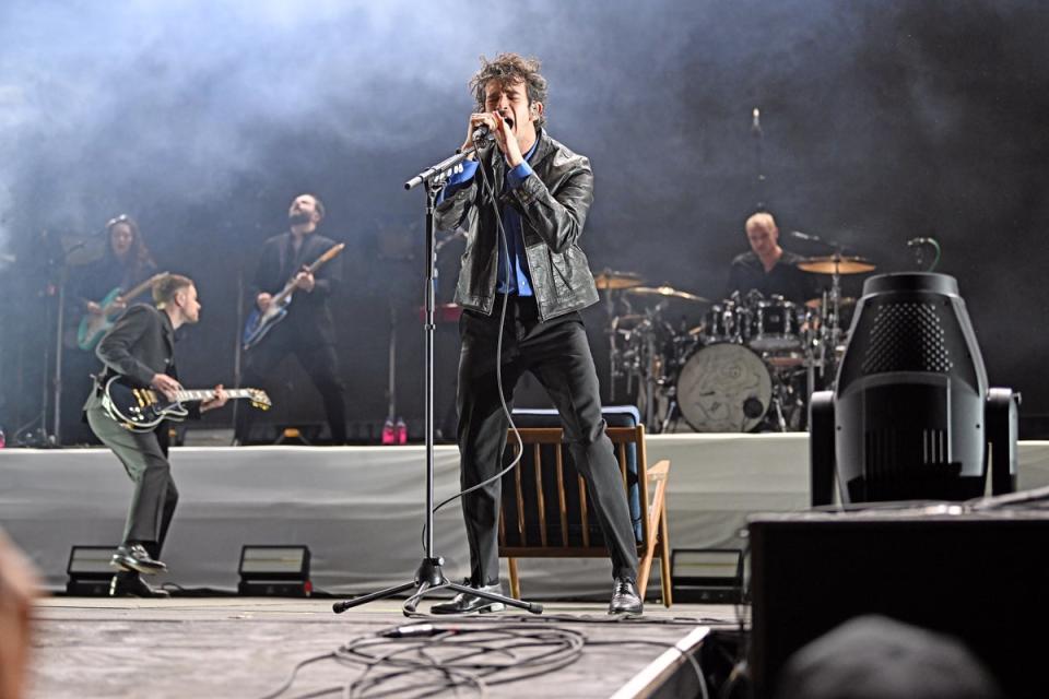 The 1975 performs on stage during Audacy Beach Festival at Fort Lauderdale Beach in December 2022 (Getty Images for Audacy)