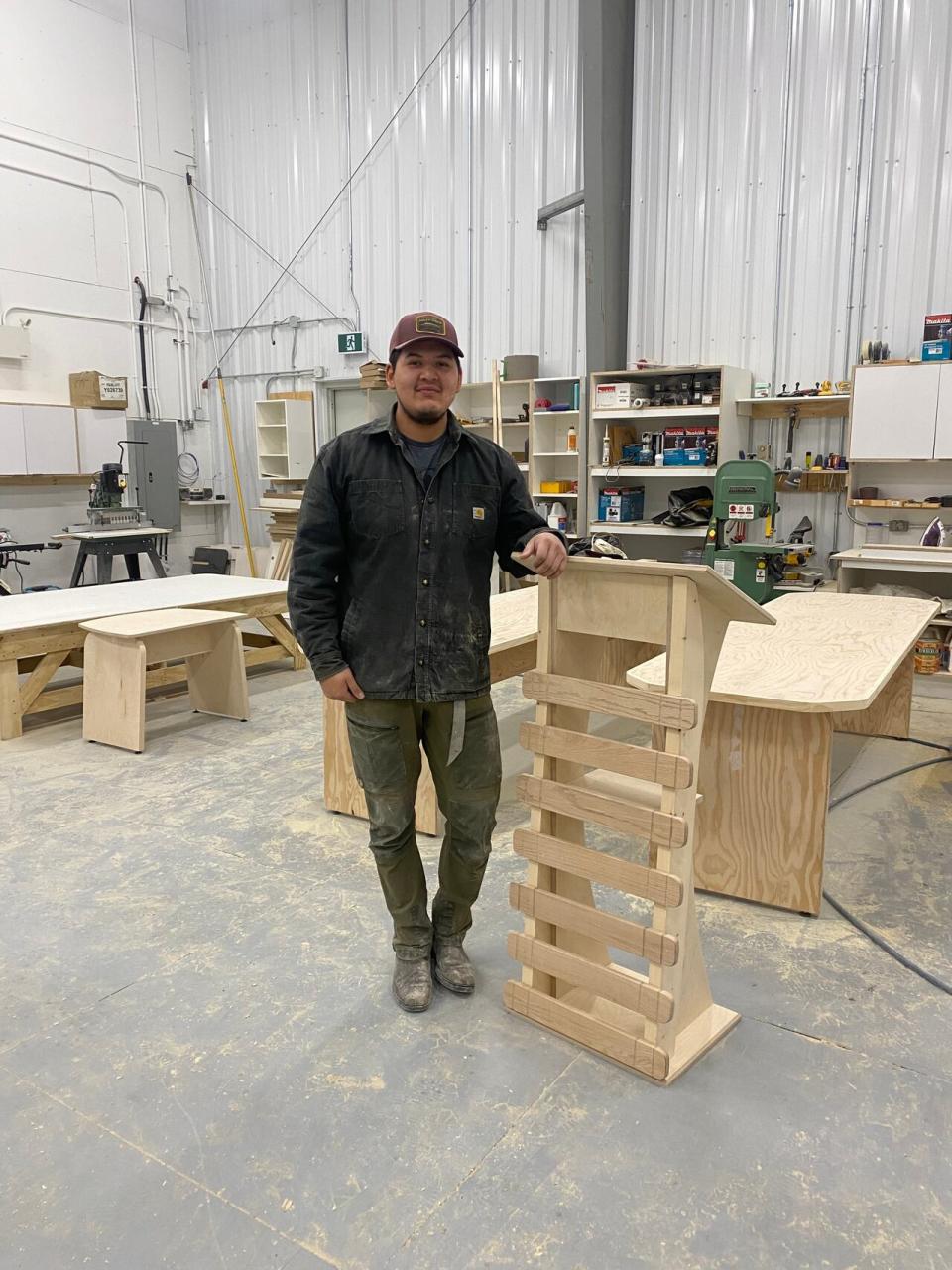 Samuel Kuluguqtuq, a carpenter in Iqaluit, built everything for the devolution ceremony just one week before. 