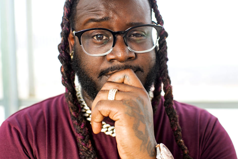 This June 5, 2019 photo shows rapper T-Pain, host of “T-Pain’s School of Business," posing for a portrait at Gotham Greens in the Brooklyn borough of New York. The program explores niche, innovative businesses founded by millennials. Many are centered on new technology and forward-thinking concepts. (Photo by Scott Gries/Invision/AP)