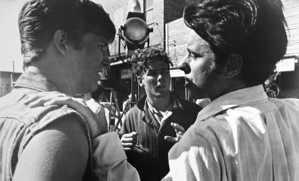 From left: Jeff Bridges, Timothy Bottoms and Bogdanovich on set of “The Last Picture Show”