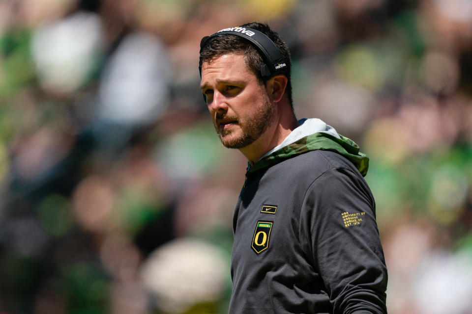 Oregon coach Dan Lanning doesn't sound upset that Colorado is leaving the Pac-12.