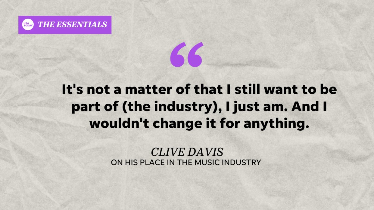 USA TODAY's The Essentials: Legendary music executive Clive Davis gets candid about his decades in the music industry working alongside greats like Whitney Houston, Aretha Franklin and Barry Manilow.