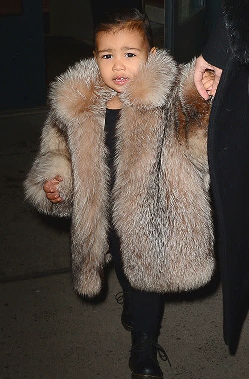 Perhaps the most controversial toddler in fashion for 2015 so far has been North West for her big fluffy fur coat. Within 24 hours, PETA had replied to her outfit with this statement, “If the fur coat that she’s been dressed in is real, animals have suffered for vanity, something that we’re sure neither North nor any little girl her age would support,” says PETA’s UK Director Mimi Bekhechi. Of course it’s not faux PETA, this is Kimye’s daughter, how could you expect anything less than real fur? We’re surprised the two-year-old wasn’t carrying a Saint Laurent purse or wearing mini Jimmy Choos too.