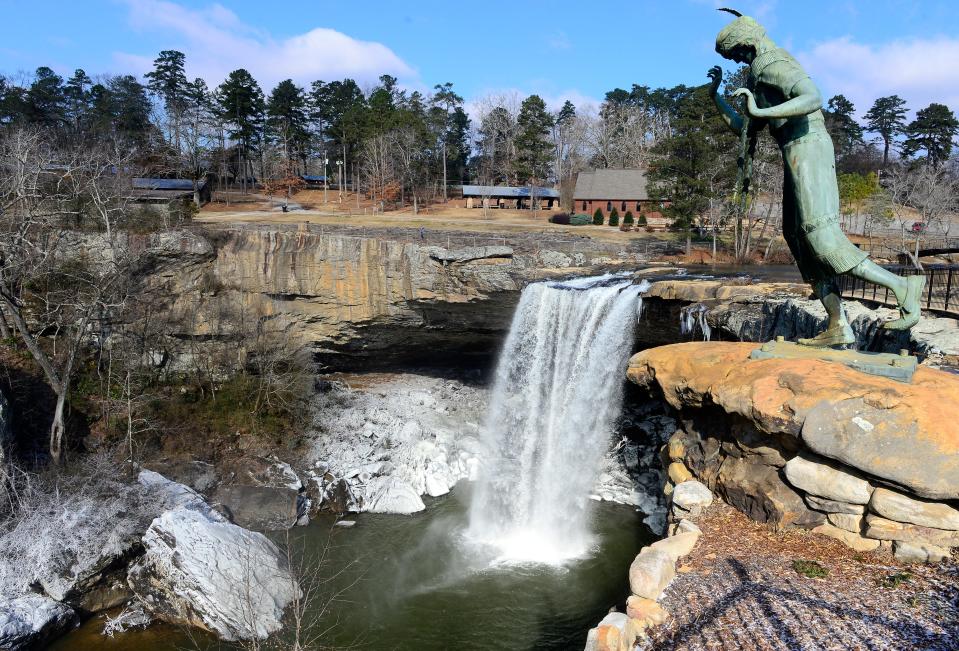 The GROW Gadsden master plan calls for continued improvements at Noccalula Falls and Campground. Princess Noccalula towers over the fgorge at Noccalula Falls in this file photo from Jan. 17, 2018.