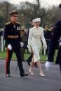 <p>The Princess of Wales wore a suit by Catherine Walker and a hat by Graham Smith of Kangol during a visit to the Royal Military Academy Sandhurst in Surrey.</p>