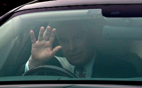 The Duke of York leaves his home in Windsor on Thursday - Credit: Steve Parsons/PA