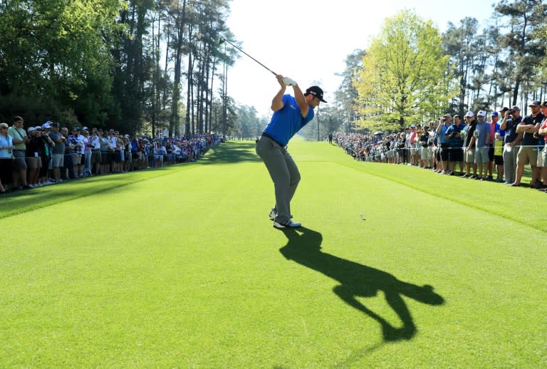 Jon Rahm of Spain plays his shot from the seventh tee during a practice round prior to the start of the 2017 Masters Tournament, at Augusta National Golf Club in Georgia, on April 4, 2017