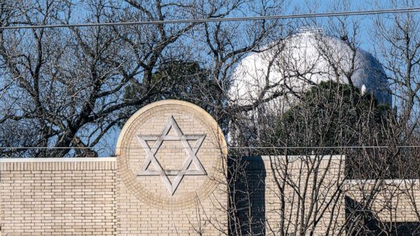 PHOTO: The Congregation Beth Israel synagogue is seen on Jan. 16, 2022 in Colleyville, Texas. All four people who were held hostage at the synagogue have been safely released after more than 10 hours of being held captive by a gunman. (Brandon Bell/Getty Images)