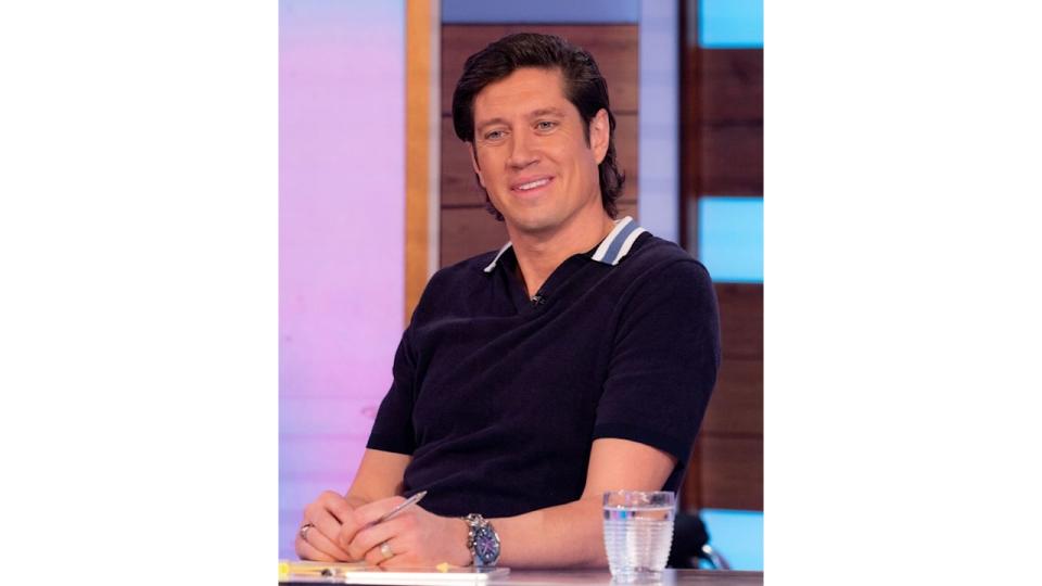 Vernon Kay in black polo shirt