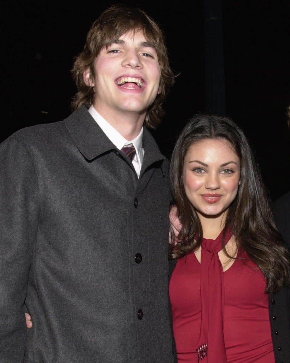 Mila and Ashton first met after they were both cast in That '70s Show. They are pictured here in 2000. Source: Getty