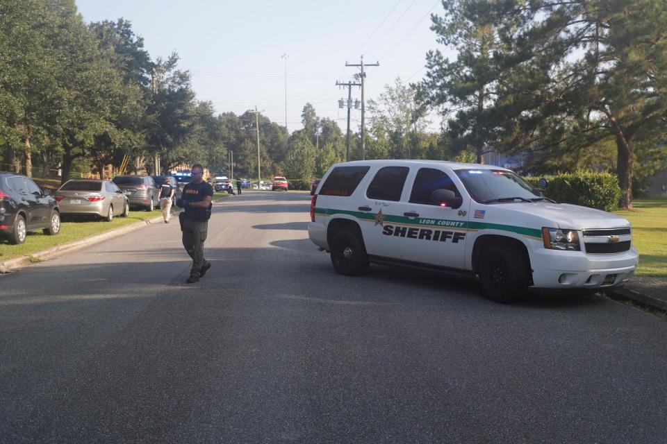 Police arrive on the scene of a stabbing that injured multiple victims in Tallahassee, Florida, on Sept. 11.